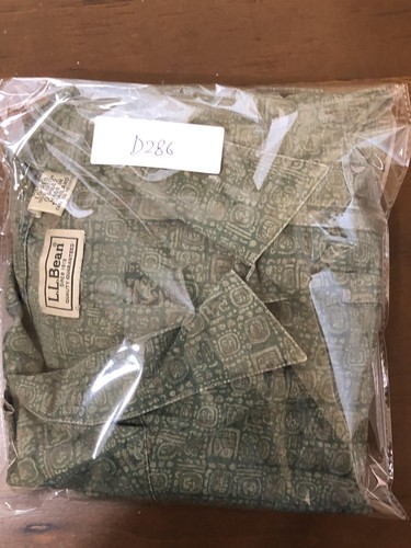 LL Bean Shirt Mens Size L Vintage Green Geometric Short Sleeve - Picture 10 of 10