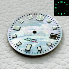 29mm White MoP Watch Mod Dial Fit NH35A NH36A Automatic Movement Date Luminous