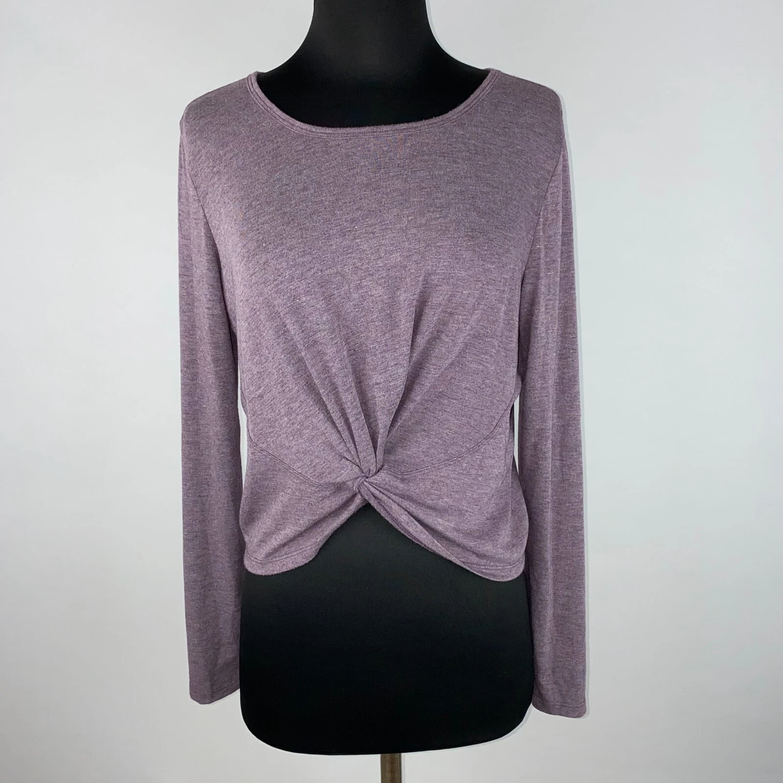 yogalicious knotted front crop long sleeve yoga athleisure lounge shirt