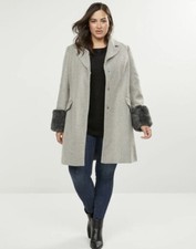 Lane Bryant New Herringbone Coat With Faux Fur Cuffs Size 26-28 Plus Size