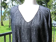 M Patmos Top Women's Large L Black-White Knit Wool/Cotton Blend Ribb Modern Top