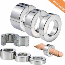 Magnetic Stainless Steel Ball Stretcher Man Enhancer Chastity Ring Heavy Duty
