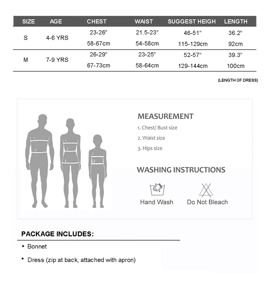 Niñas Victoriano Disfraz de Criada Niños Niños Antiguos Día Pionero Colonial Vestido Elegante Foto 3 de 3