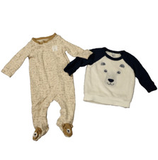Carter's Bear Print Bear Faces Sweatshirt and Footed Pajama Multicolor 9M