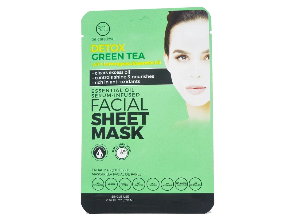 4pack BCL Be Care Love Facial Mask Charcoal Green Tea Lemon Vitamin C Grapefruit - Image 4 of 4