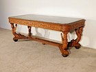 MONUMENTAL R J Horner 1870s 80s Carved Burl Walnut Library Center Entrance Table