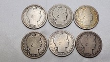 Lot of 6 Barber Half Dollars Good No. 3  - NO Repeated Dates/Mintmark
