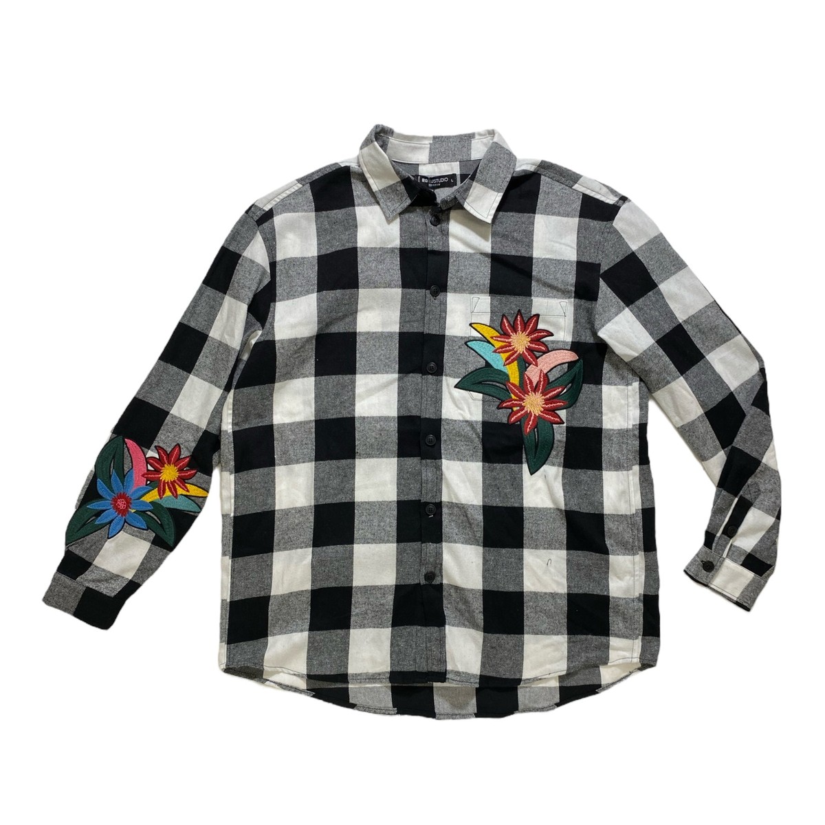 Men ROKU STUDIO Flower L/SLV Plaid Shirt | eBay