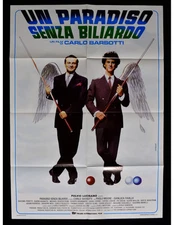 manifesto UN PARADISO SENZA BILIARDO carambola stecca boccia angeli A374
