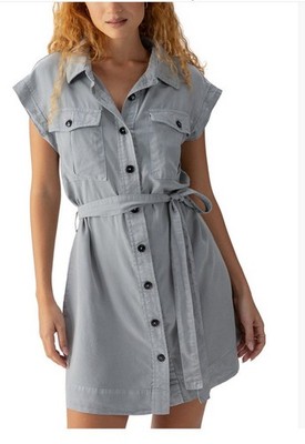 Sanctuary Women's Theo Belted Cap-Sleeve Button-Up Dress XSmall