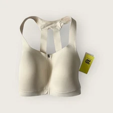 All in Motion Womens 34DD Cream Sculpt High Support Zip Front Sports Bra