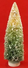 Vintage Mid-Century Bottle Brush Tree Green To Gold Ombre W/Silver Balls 12 1/2"
