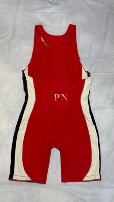 ASICS JPN Wrestling Singlet Japan Color Red White Black Used Rare