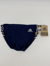 NWT ADIDAS Boys Swim Brief Navy Blue w/ White Stripe Size 30