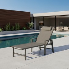 Gartenliege Aluminium Sonnenliege 200KG & Rollen wetterfest Relaxliege Anthrazit