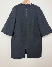 Zara Woman Charcoal Cape Coat Large Wool Blend Peacoat Zip Up Bell Sleeve Womens
