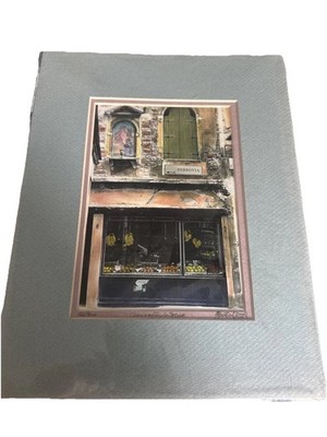 Original Art Print Signed Martin Roberts Corner Fruit Store,Vintage Artwork