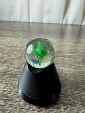 Vintage Marble 25mm .98" Cat Eye Shooter Green 4 Vane Clear Glass