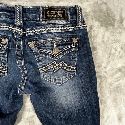 Miss Me Jeans Womens 26 Y2K Bootcut Dark Wash Stretch Denim Mid Rise Flap Pocket