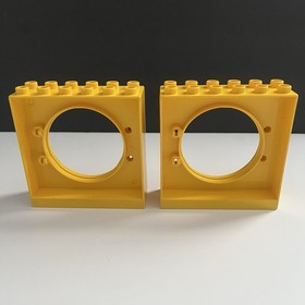 2 Lego Duplo 31191 Yellow Ball Tube Exit Brick 2 x 6 x 5 Round Doorway 9089 9087