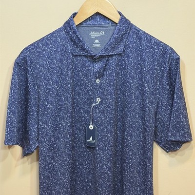 Johnnie-O Polo Men s L Blue Beach Scene Print Boggings Performance Golf NWT $98.