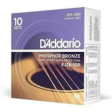 D'Addario Guitar Strings - Phosphor Bronze Acoustic Guitar Strings - EJ26-10P...