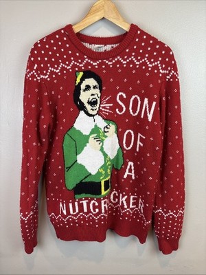 Elf Buddy Son of a Nutcracker Ugly Sweater M Red Christmas Holiday