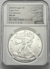 2025 (P) $1 American Silver Eagle w/ Eagle Privy Mark First Releases NGC MS69
