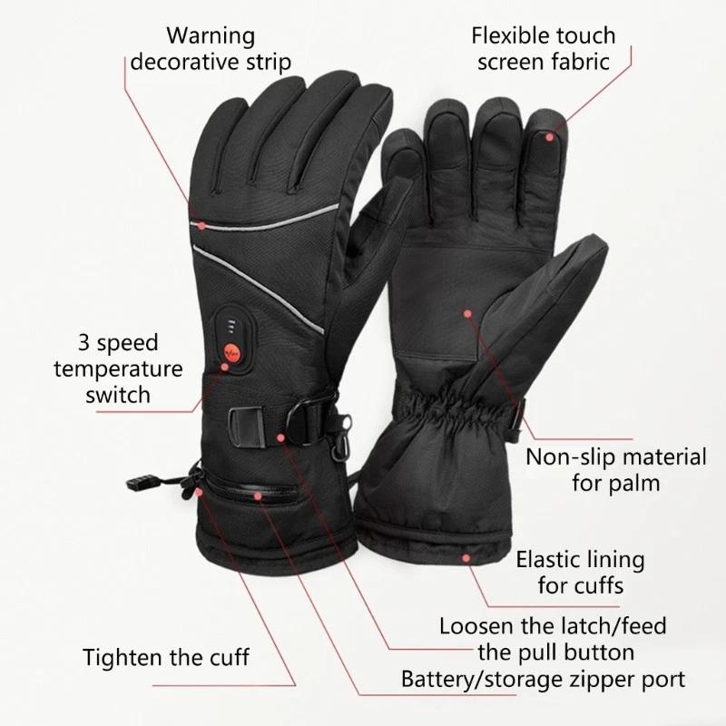 Winter Warm Touchscreen Gloves for Men Women Battery Powered Waterproof Gloves