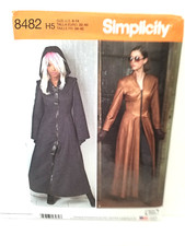 Cosplay Simplicity Sewing Pattern 8482 sizes 6-14 COSPLAY, COSTUME COAT UNCUT 