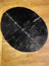 100% Real Sheepskin Seat Mat Pet Cat Dog Bed ReworkedVintage Oval Brown 43x34cm 