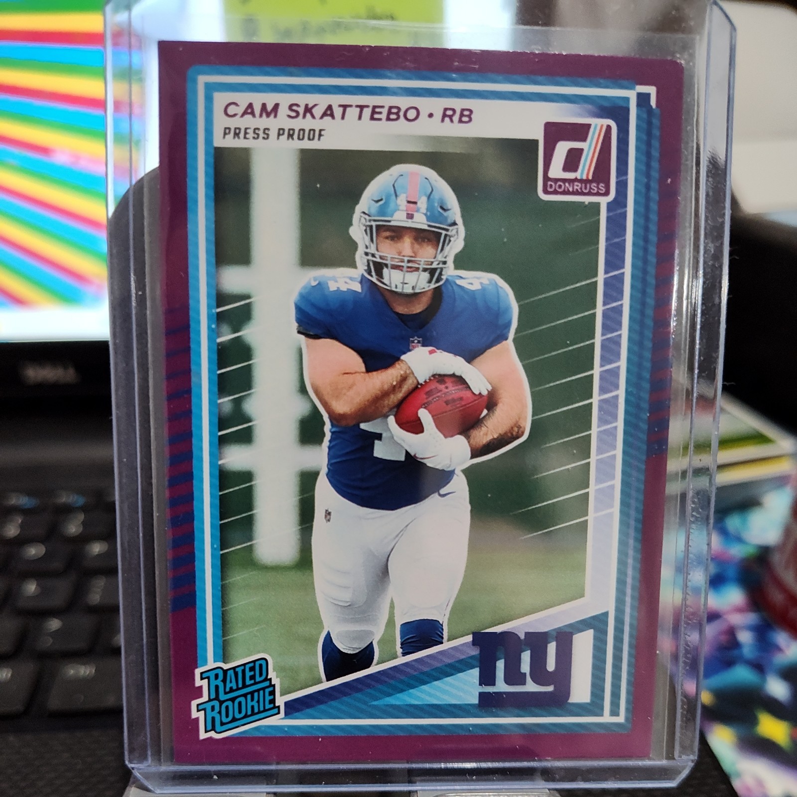 2025 Panini Donruss - Rated Rookie Cam Skattebo Purple Press Proof corners bad