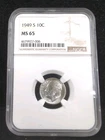 1949 S 10c ROOSEVELT DIME NGC MS 65 8152