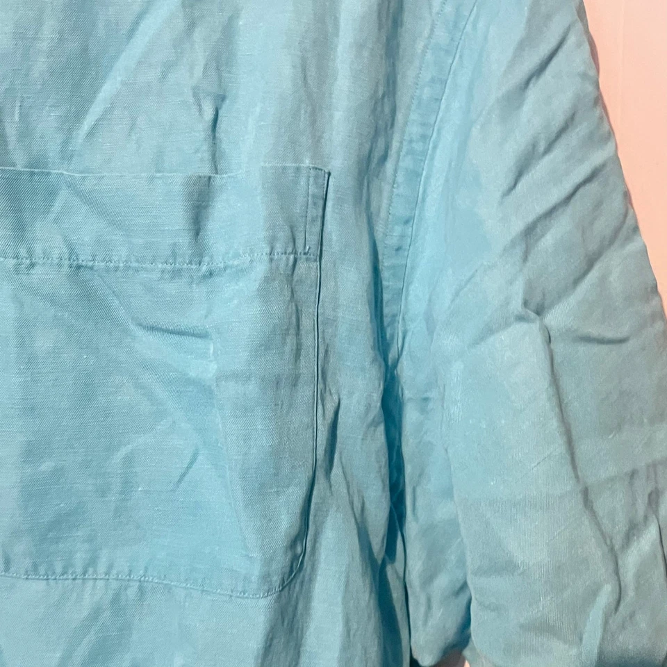 Daniel Cremieux Mens Shirt Size XLt Tall Aqua Teal Classics Linen Silk Comfort - Image 3 of 4