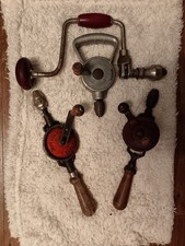 Mixture of Vintage Hand Drills, 4 Including 2 Stanleys and A Jr Hacksaw