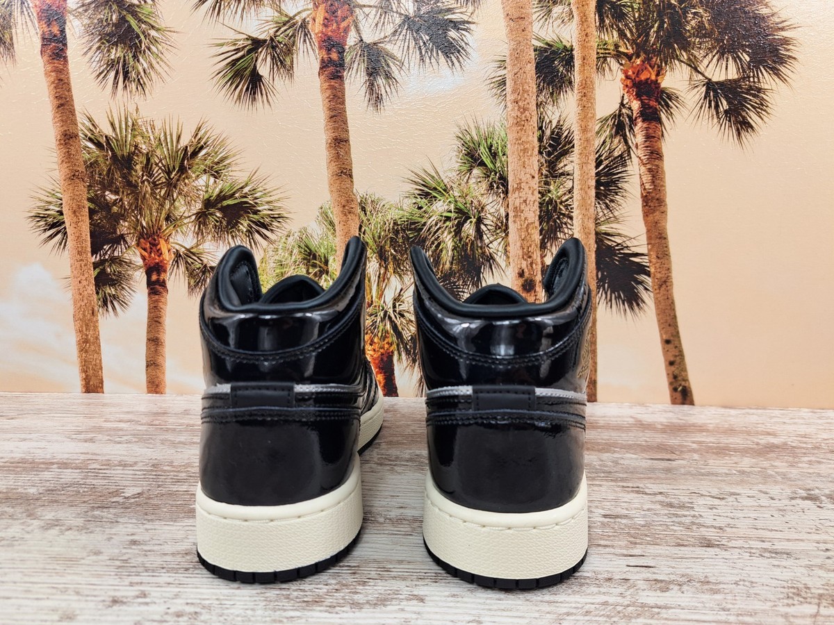 Nike Air Jordan 1 Mid SE GS Black Metallic Silver Shoes FZ3938-001