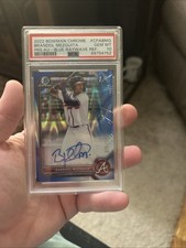 2022 Bowman Chrome Prospect Autographs Brandol Mezquita Blue Raywave /150 Psa 10