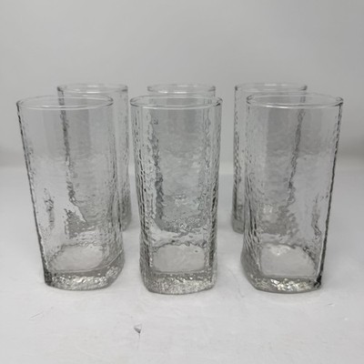 Libbey Crisa Pressed Thumbprint Dimpled Pebbled Tumber 16oz Set of 6