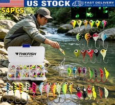 THKFISH 54pc Glow Ice Fishing Lures Kit Jigs for Crappie Bass Walleye Freshwater