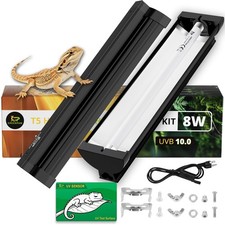 T5 UVB Reptile Light Fixture Combo Kit 8W: 10.0 HO UVB Light for Reptiles Terrar