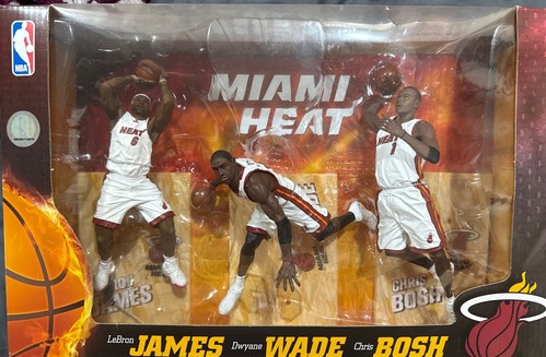 NBA 2010 Miami Heat 3PK LeBron James Dwyane Wade Chris Bosh McFarlane Figure NEW - Picture 6 of 11