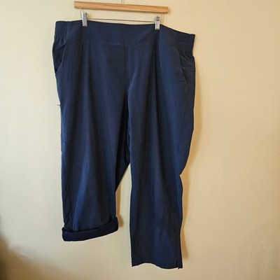 Coolibar Women's Pellaro Travel Pants, Size 2X Navy Blue UPF 50 RFID Cuff