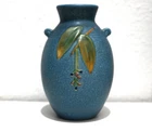 Weller Pottery 1933 Art Deco Cornish Thin Mouth Vase 8"x5" Matte Blue Glaze