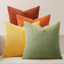 MIULEE Fall Burnt Orange Throw Pillow 18 x 18 (Pack of 4), Yellow 
