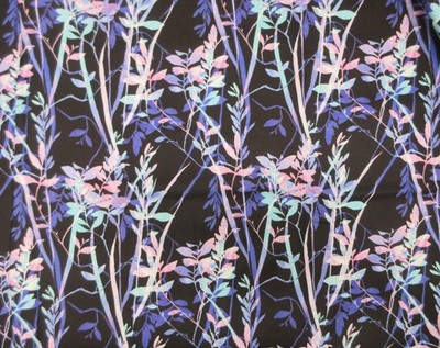 1+ yd Fabric Lightweight Quilting Cotton Twilight Enchantment Floral Black