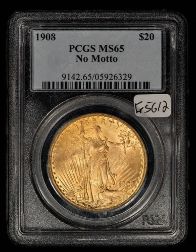 1908 G$20 Saint-Gaudens Gold Double Eagle - No Motto - PCGS MS 65 - SKU-G5612