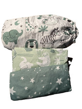The Peanut Shell Safari Animals Microfiber Baby Fitted Bed Sheets 3 pc NWOT