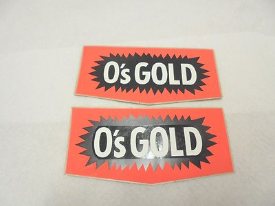 2 peel off decals o's gold seed corn 7-3/4'' X 3-5/8'' wide orange & black 