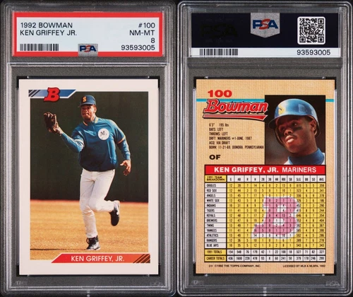 1992 BOWMAN #100 KEN GRIFFEY SEATTLE MARINERS HOF PSA 8 FRESHLY GRADED BEAUTY!
