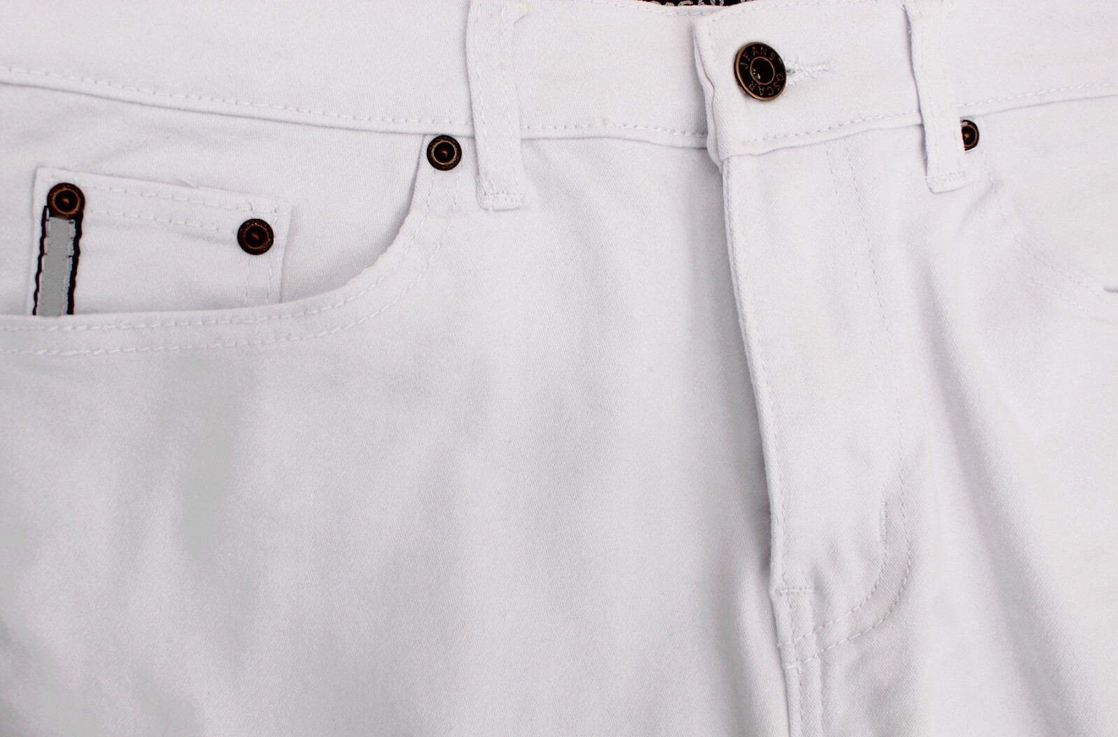 Men's White Cotton Blend Denim Pants Stretch Casual Work Skinny Fit Jeans